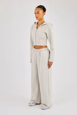 Corset Fitted Zip Hoodie & Super Baggy Jogger - Ash Grey