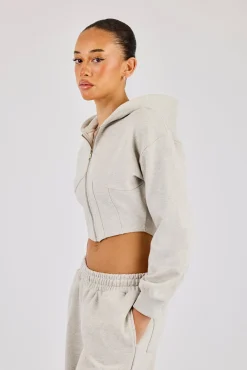 Corset Zip Through Hoodie - Ash Grey