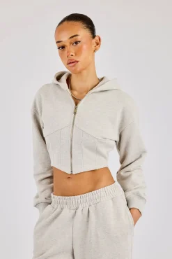 Corset Zip Through Hoodie - Ash Grey