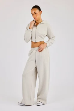 Corset Zip Through Hoodie & Super Baggy Wide Leg Jogger - Ash Grey