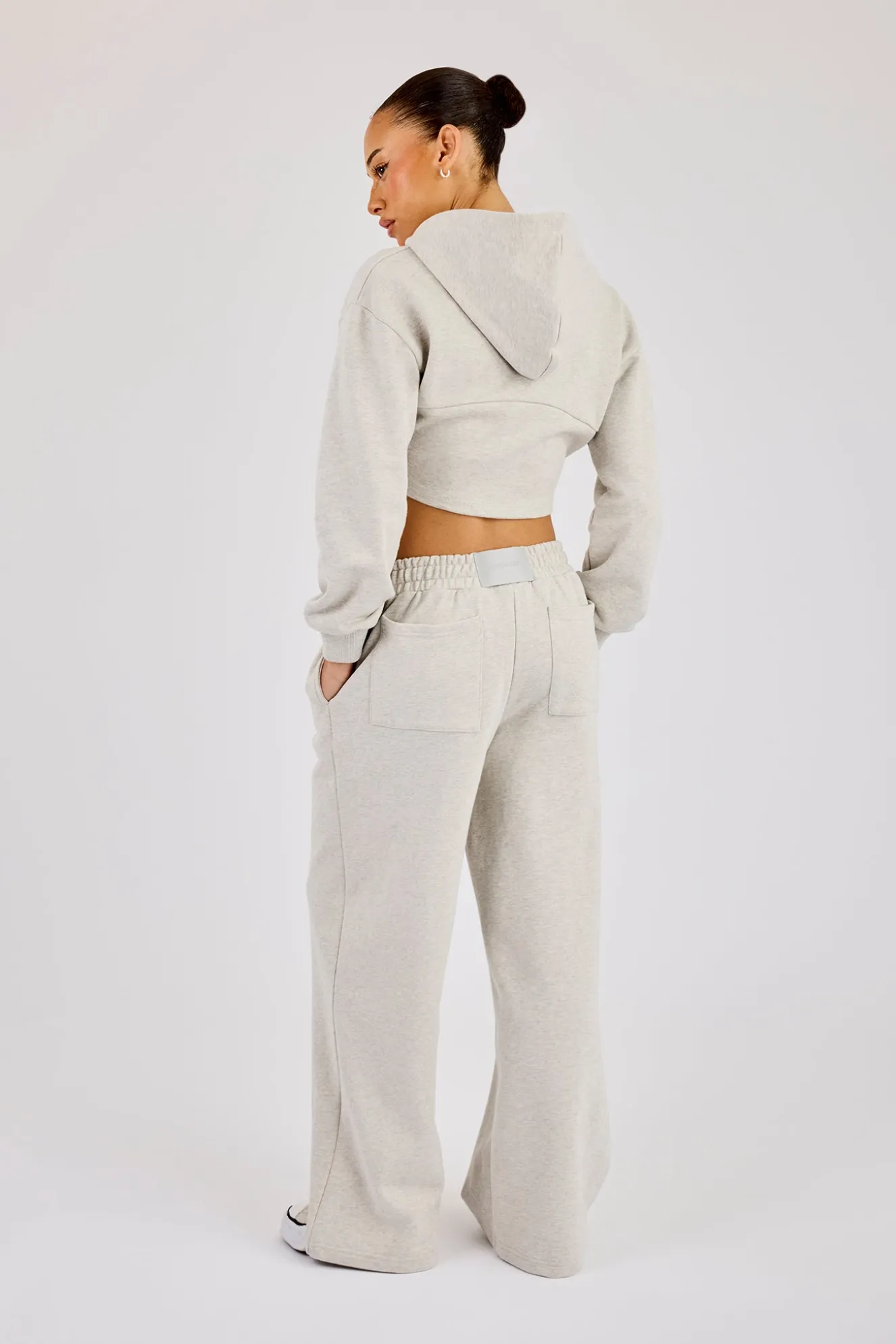 Corset Zip Through Hoodie & Super Baggy Wide Leg Jogger - Ash Grey