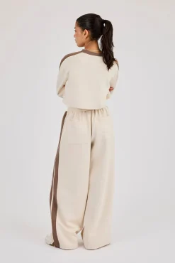 Cropped Football Top & Baggy Taping Jogger - Off White