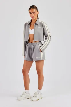 Cropped Harrington Taping Jacket & Shorts - Grey