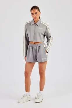 Cropped Harrington Taping Jacket & Shorts - Grey