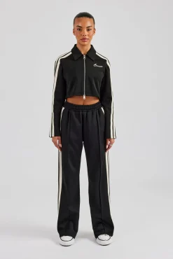 Cropped Harrington Taping Tracksuit - Black