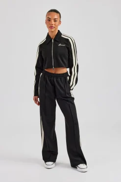 Cropped Harrington Taping Tracksuit - Black