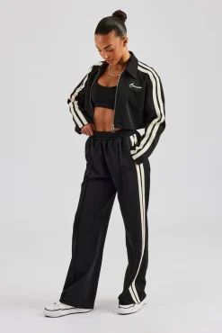 Cropped Harrington Taping Tracksuit - Black