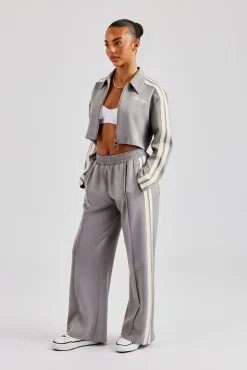 Cropped Harrington Taping Tracksuit - Grey