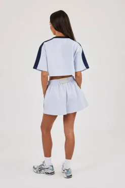 Cropped Short Sleeve Football Top & Short Baby Blue