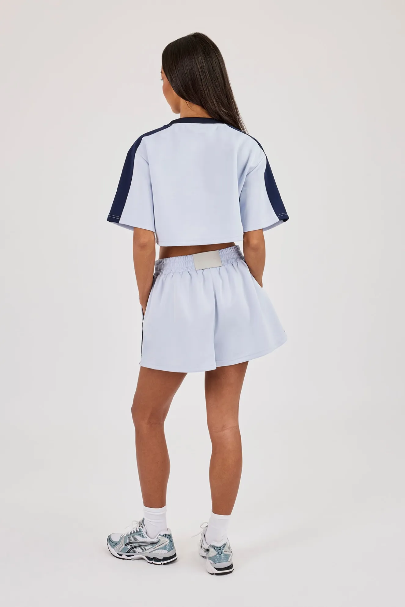 Cropped Short Sleeve Football Top & Short Baby Blue