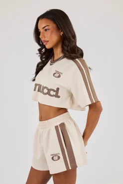 Cropped Short Sleeve Football Top - Off White