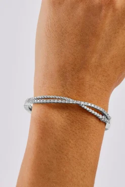 Crossover Mixed Shape Bangle - 2mm - White