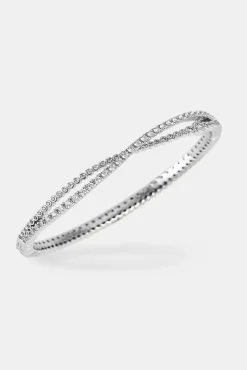 Crossover Mixed Shape Bangle - 2mm - White