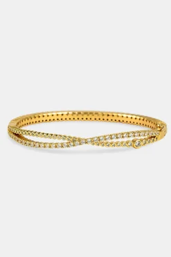 Crossover Mixed Shape Bangle - 2mm - Gold