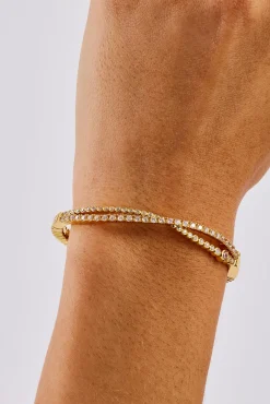Crossover Mixed Shape Bangle - 2mm - Gold