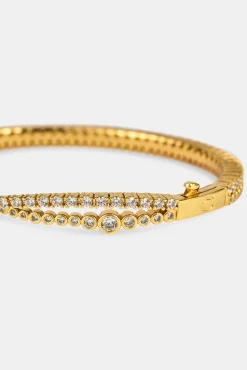 Crossover Mixed Shape Bangle - 2mm - Gold