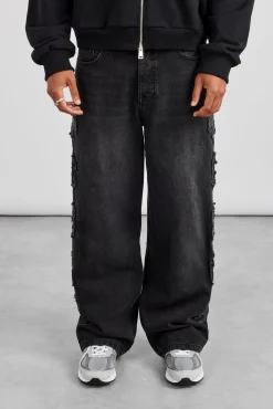Denim Applique C86 Baggy Jean - Washed Black