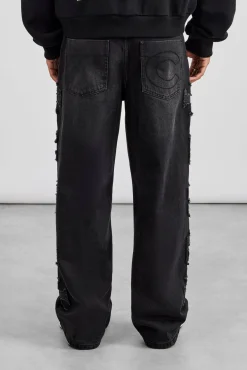 Denim Applique C86 Baggy Jean - Washed Black
