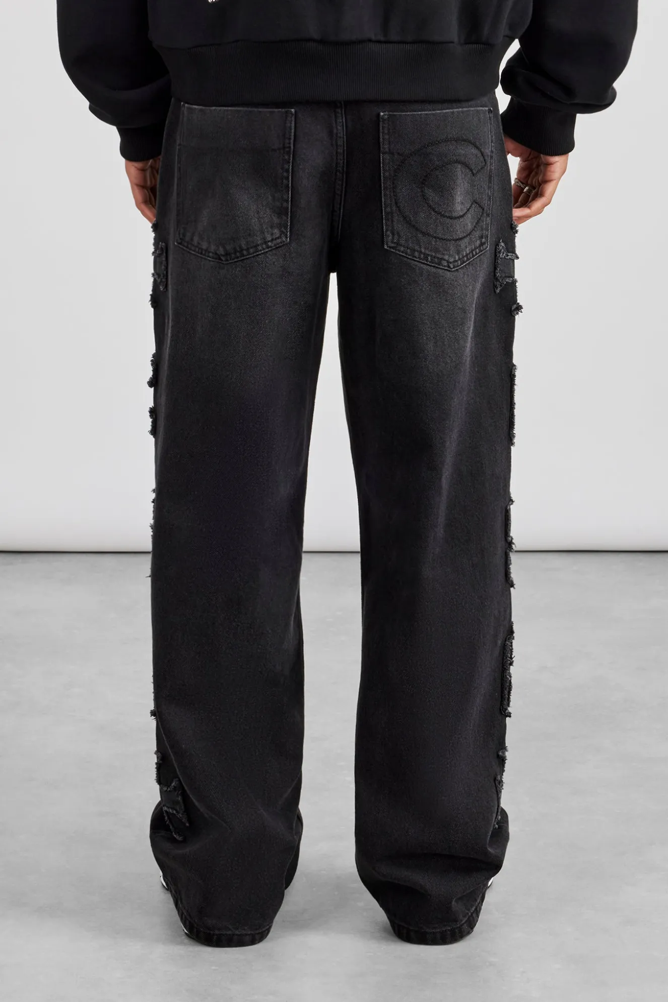 Denim Applique C86 Baggy Jean - Washed Black