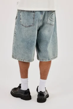 Denim Baggy Jort & 10mm Cernucci Motif Jean Chain - Antique Wash