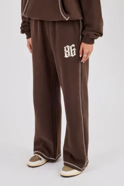 Distressed 86 Wide Leg Jogger - Chocolate