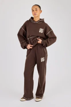 Distressed 86 Wide Leg Jogger - Chocolate