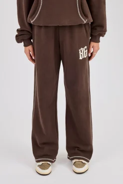 Distressed 86 Wide Leg Jogger - Chocolate
