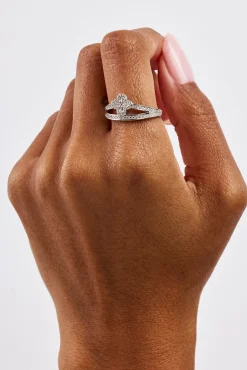 Double Band CZ Motif Ring - 5mm - White