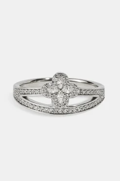 Double Band CZ Motif Ring - 5mm - White