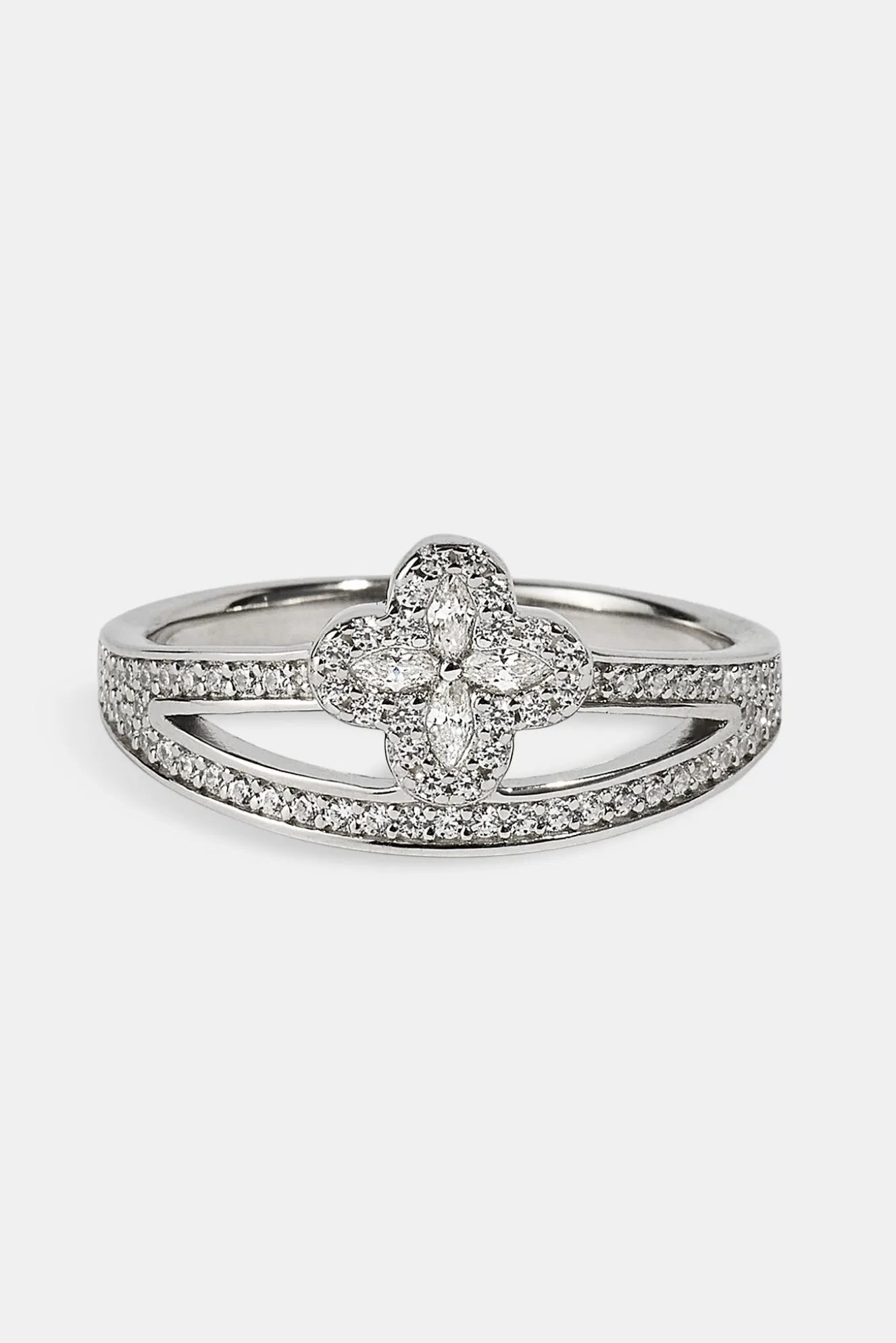 Double Band CZ Motif Ring - 5mm - White