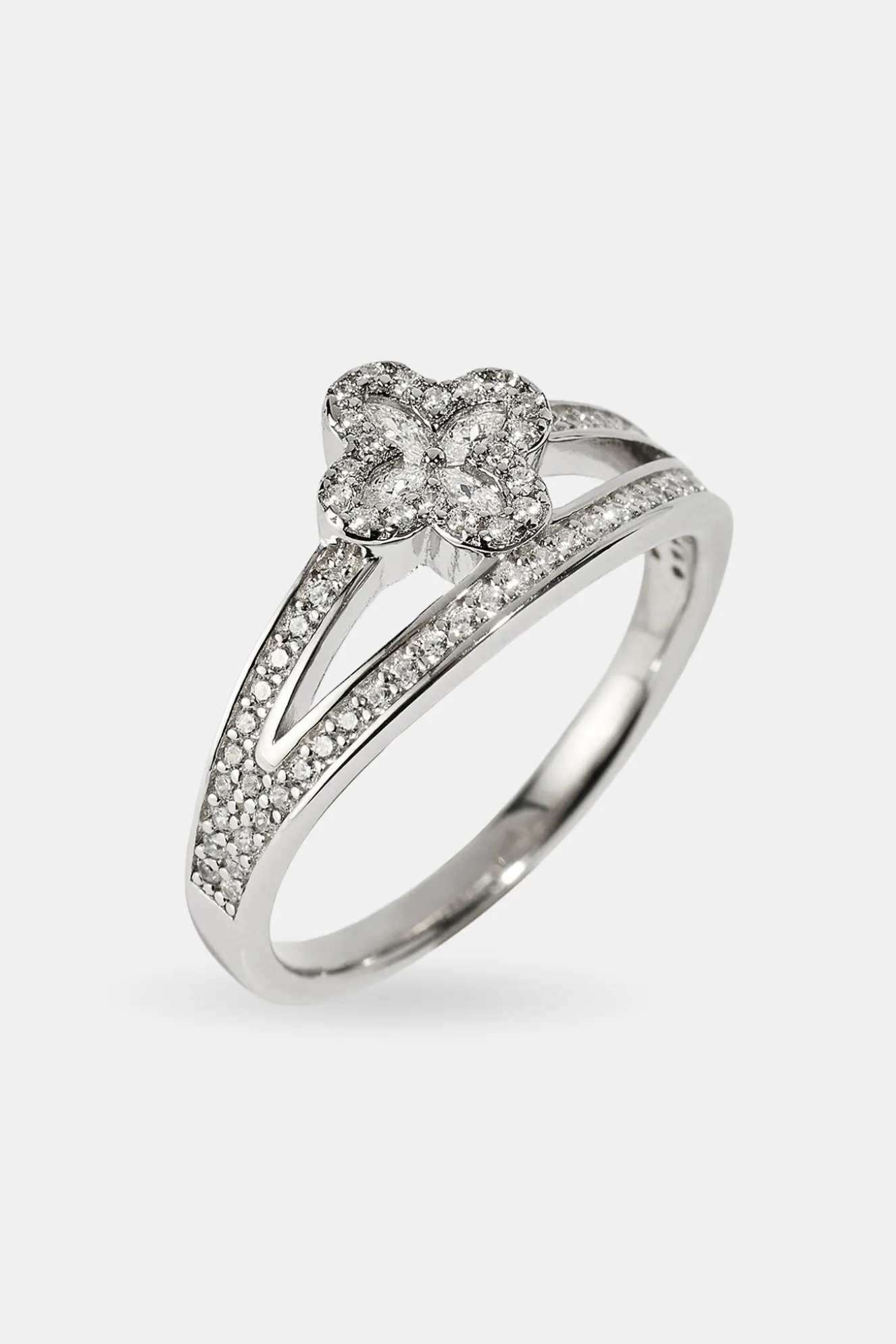 Double Band CZ Motif Ring - 5mm - White