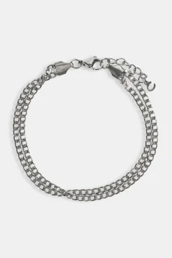 Double Curb Bracelet - 6mm - White