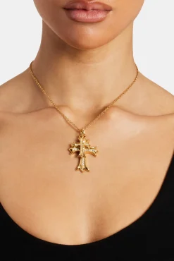 Double Iced Cross Necklace - 40mm