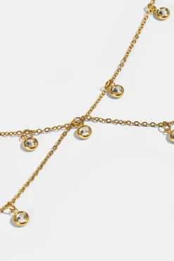 Double Layer CZ Droplet Body Chain - 10mm - Gold