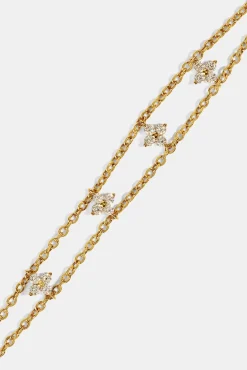 Double Layer Floral Motif Rolo Bracelet - 3mm - Gold