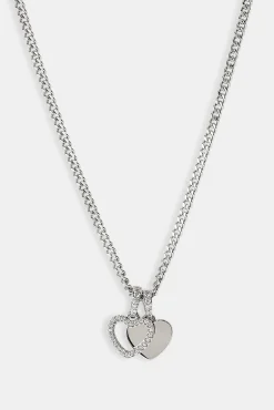 Double Layer Heart Necklace - 10mm - White