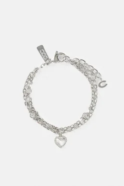 Double Layer Iced & Heart Rolo Bracelet - 8mm