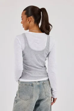 Double Layer Long Sleeve Top - Grey