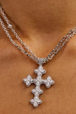 Double Layer Rolo Cross Necklace - 2mm