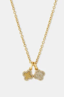 Double Motif Pendant Necklace - 10mm - Gold