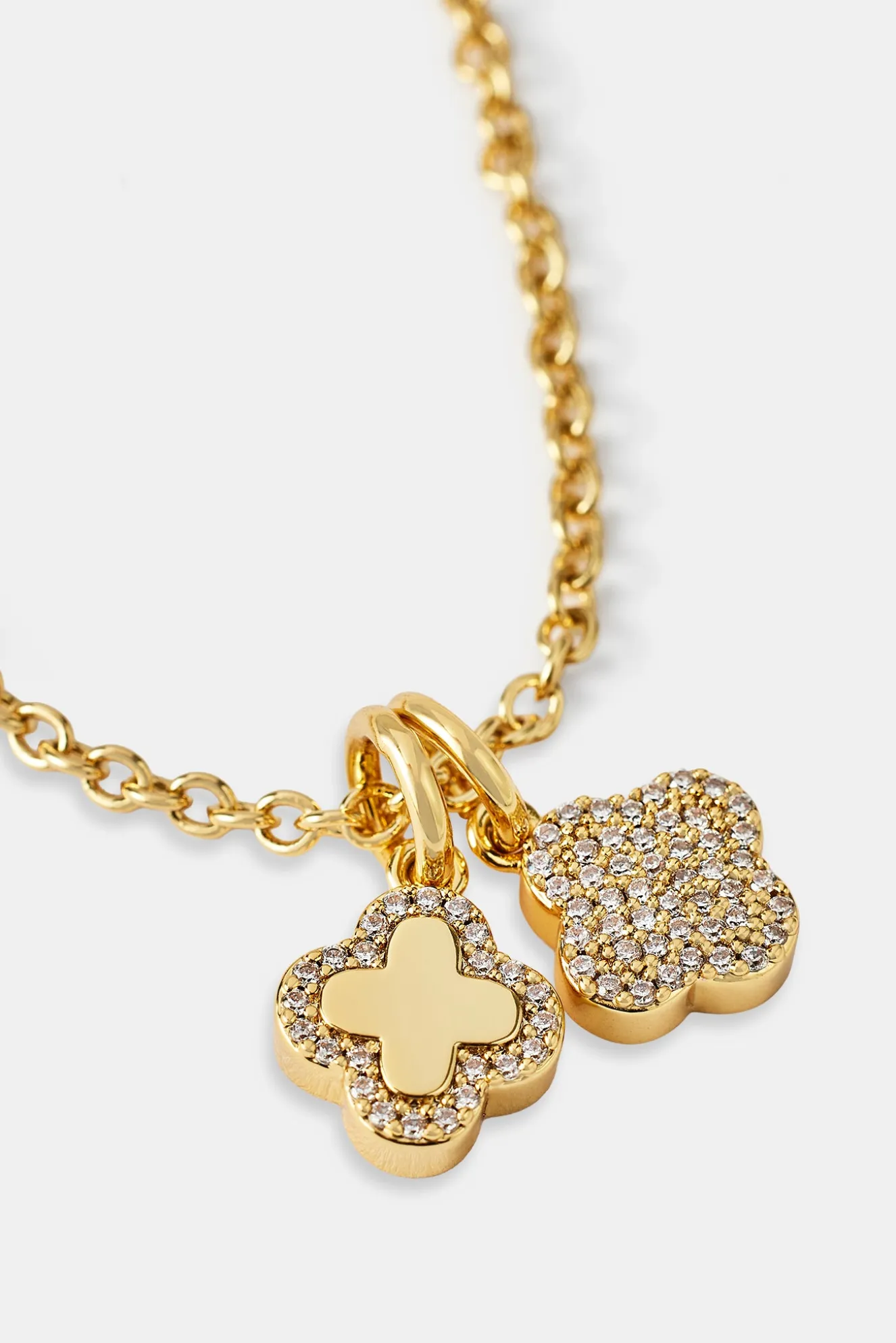Double Motif Pendant Necklace - 10mm - Gold