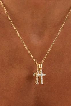 Double Multi Iced Cross Necklace - 20mm