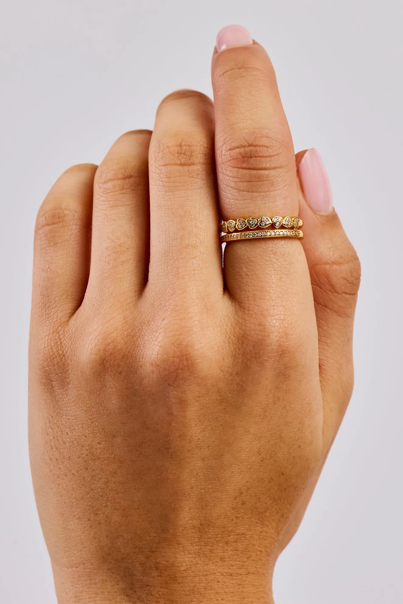 Double Row Heart Tennis Ring - 5mm - Gold