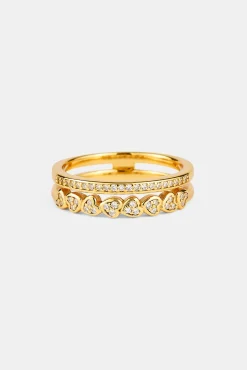 Double Row Heart Tennis Ring - 5mm - Gold