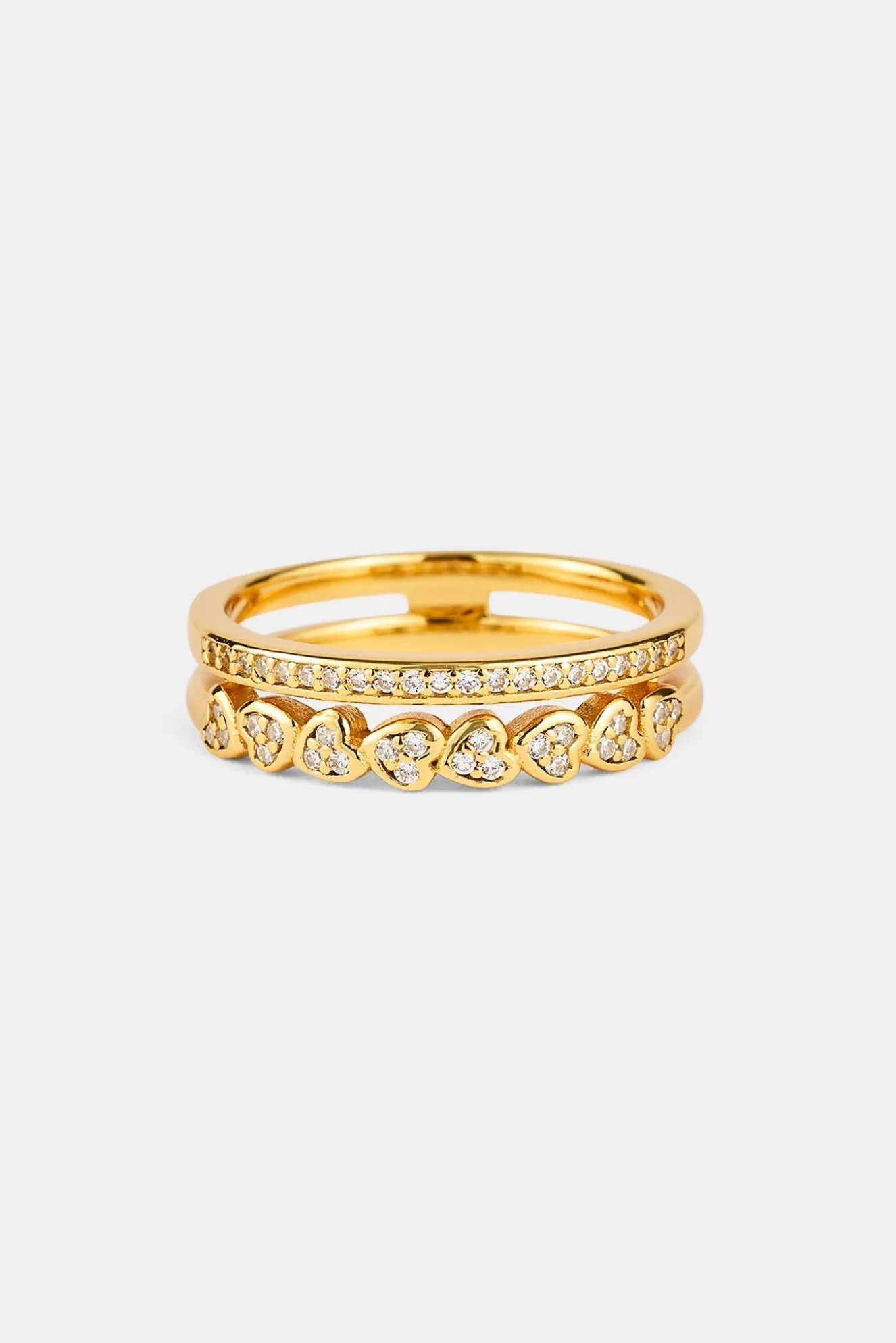 Double Row Heart Tennis Ring - 5mm - Gold