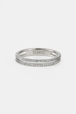 Double Row Micro Tennis Ring - 2.5mm - White