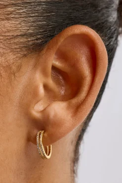 Double Row Tennis Hoop Earrings - 15mm