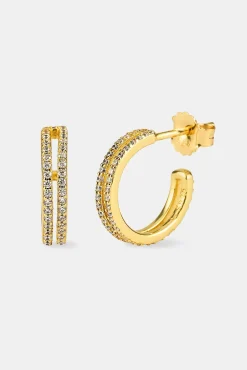 Double Row Tennis Hoop Earrings - 15mm