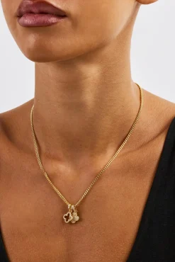 Double Star Motif Necklace - 8mm - Gold