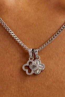 Double Star Motif Necklace - 8mm - White
